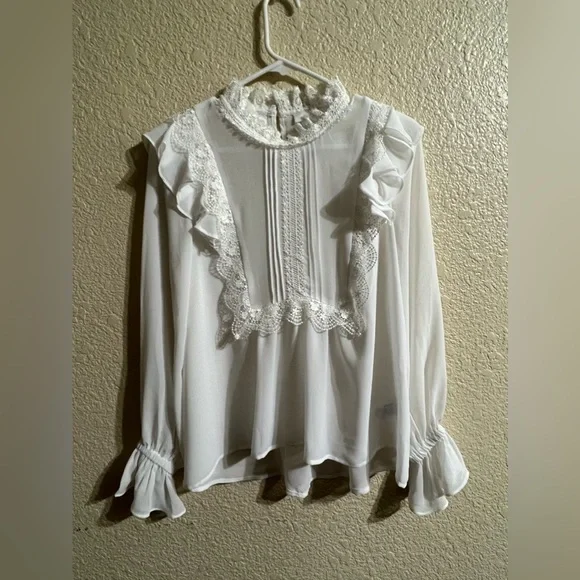 Anthropologie/eri+ali White Blouse - Picture 3 of 12